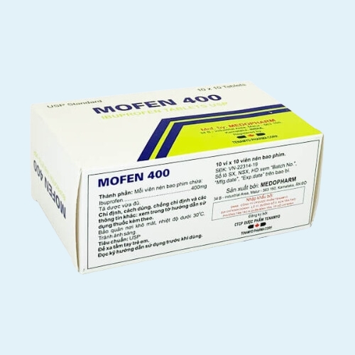 Thuốc Mofen có thành phần chính là Ibuprofen hàm lượng 400mg